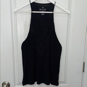 American Eagle Outfitters Black Cut Out Sleeveless Tank Top